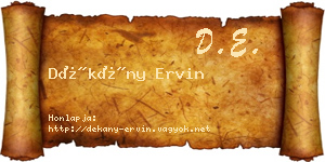 Dékány Ervin névjegykártya