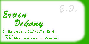 ervin dekany business card